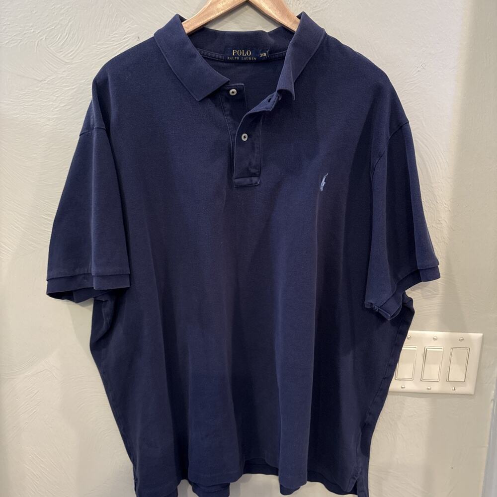 Polo Ralph Lauren Shirt Mens 3XB Big Navy Blue Shortsleeve Pony Logo Preppy